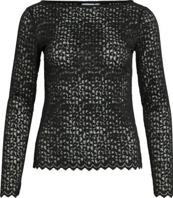 Produktbild von VILA Langarmshirt mit Spitzenmuster und welligem Saum Größe: S