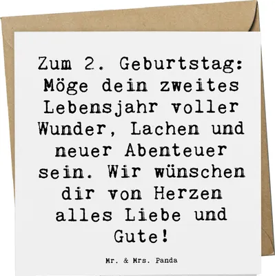 Produktbild von Mr. & Mrs. Panda Grußkarte Spruch 2. Geburtstag Wünsche - Weiß - Geschenk, Geburtstagsgeschenk, Meilenstein, faltkarte, anlasskarte, doppelkarte, Happy Birthday, Wunder