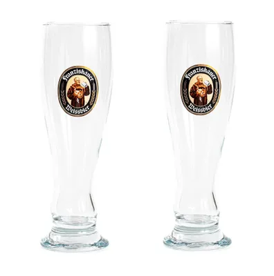 Produktbild von Franziskaner 2er-Set Weissbierglas Weizenbierglas 0,5 Liter | Das Original | Oktoberfest München Bayern Bierkrug Biergarten Volksfest Geschenk