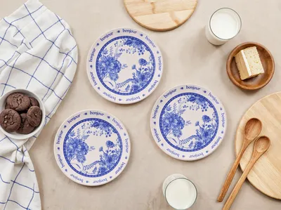 Productafbeelding van Hermia Concept, hoogwaardige set van 6 dessertborden, keramiek, blauw/wit, 19,3 cm