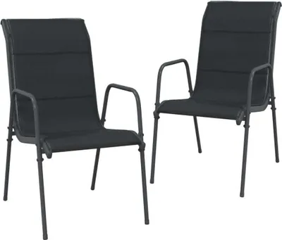Image de vidaXL Chaises de jardin 2 pcs. acier et textilène noir