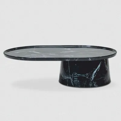 Produktbild von Casa Padrino Luxus Couchtisch mit ovaler Marmor Tischplatte Schwarz 120 cm