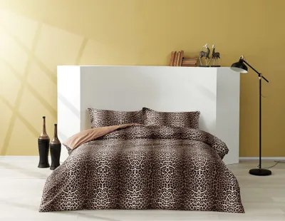 Produktbild von Leopard saten bettwäsche-set 200x220cm braun