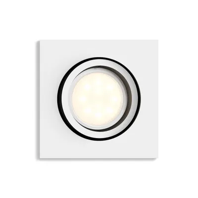 Produktbild von Philips Hue Spot Milliskin Eckig Weiß+Dim (natürliches Licht, GU10, inklusive Dimmschalter), Farbe:Weiß