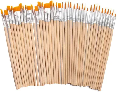 Produktbild von Set mit 40 Künstlerpinseln mit Holzgriffen für Acrylmalerei, Detail- und Kunstmalerei
