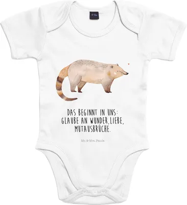 Produktbild von Mr. & Mrs. Panda Strampler Baby Nasenbaer 1. - 3. Monat - Heather Grey - Geschenk, Babybody, Nasenbären, Lustige Sprüche, Nasenbär, babykleidung body, Kurzarmbody, Bär