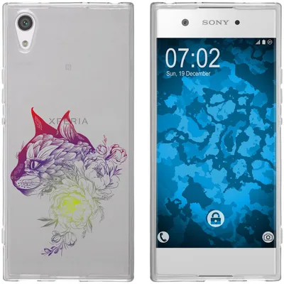 Produktbild von PhoneNatic Case kompatibel mit Sony Xperia XA1 Silikon-Hülle Floral Katze M2-5