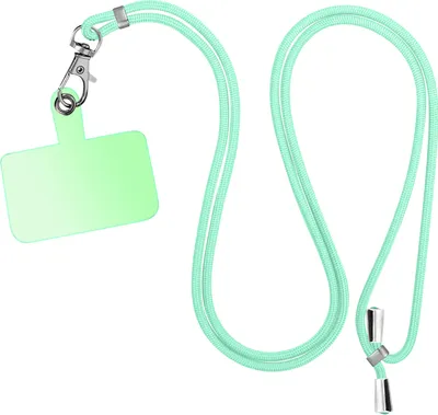 Zdjęcie produktu dla Uniwersalny, regulowany łańcuszek do pokrowców i etui na telefony komórkowe, 90 cm - turkusowo-niebieski
