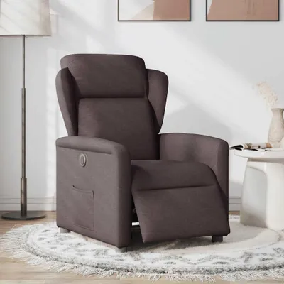 Imagen del producto de Sillón reclinable eléctrico, color marrón oscuro, tapizado en tela