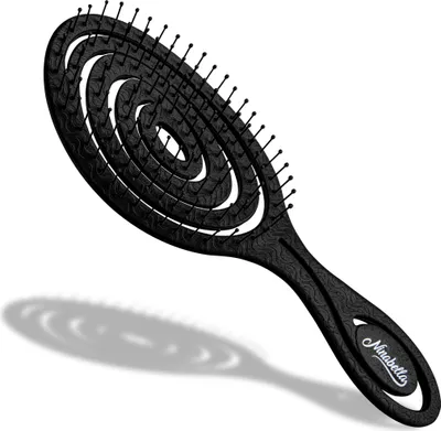 Produktbild von Ninabella Bio Haarbürste ohne Ziepen für Damen, Herren & Kinder - Entwirrbürste auch für Locken & Lange Haare - Einzigartige Profi Detangler-Bürste mit Spiralfeder
