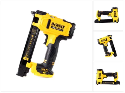 A cordless nail gun is displayed against a white background.