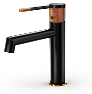 Immagine prodotto di Miscelatore monocomando per lavabo, nero, in ottone, con cartuccia in Vetroceramica