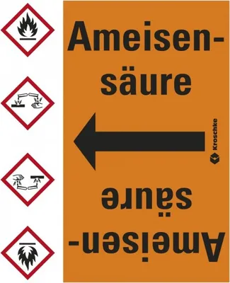 Produktbild von Dreifke® Rohrleitungsband Ameisensäure, praxisbewährt, ab Ø 50mm, orange/schw...
