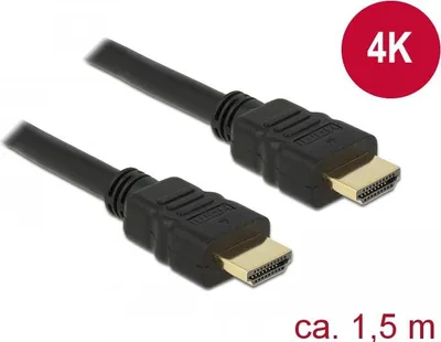 Produktbild von Delock - HDMI-Kabel mit Ethernet - HDMI männlich zu HDMI männlich - 1.5 m - Schwarz - 4K Unterstützung