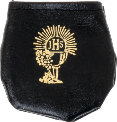 Produktbild von Kommunion-Rosenkranzetui aus schwarzem  mit Kelchmotiv