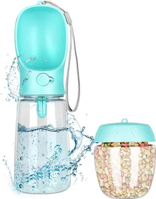 Productafbeelding van Famanu drinkfles voor honden, 550 ml - met voerbakje en reismat
