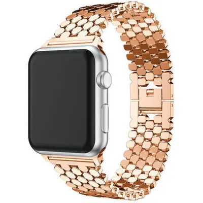 Produktbild von Strap-it Apple Watch 8 Stahl Fischband (Roségold)