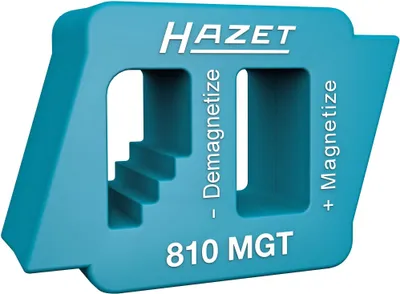 A blue Hazet magnetizer/demagnetizer tool is shown against a white background.