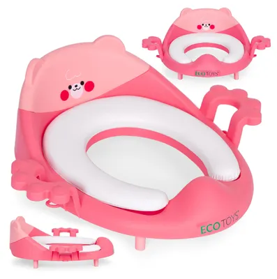 Obrázok produktu pre Detské záchodové sedadlo s prekrytím rúčok mäkký vankúš ružový ECOTOYS
