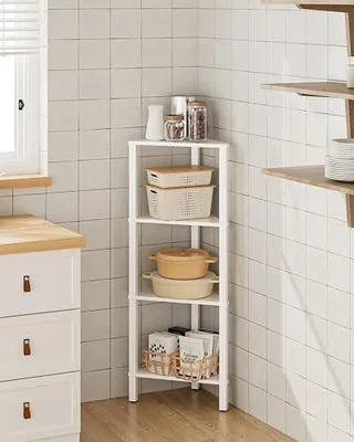 Zdjęcie produktu dla Regał narożny 6 półek trójkątny drewniany MDF 37X24X122 cm do salonu