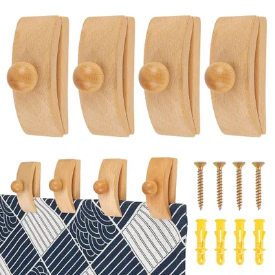 Holzklammern für Wandteppiche, 4 Stück, Massivholz, Burlywood