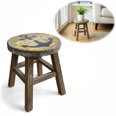 Produktbild von Holz Pflanzenhocker 26x20cm Maritim Ocean Mini Tisch Deko Hocker Blumenständer