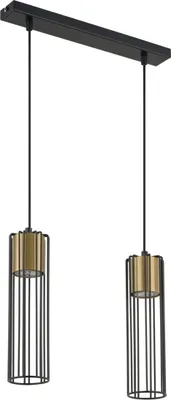 Obrázek produktu pro Industriální černo-zlatá dekorativní závěsná lampa s dvojitou drátěnou trubicí Fobia 2xGU10 25W Sigma Lighting