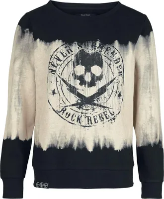 Produktbild von Rock Rebel by EMP Damen schwarz-graues Sweatshirt mit Frontprint und U-Boot-Ausschnitt M