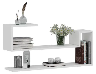 Image de Étagère murale HOMIDEA Wave, bibliothèque suspendue au design moderne pour le salon (blanc)