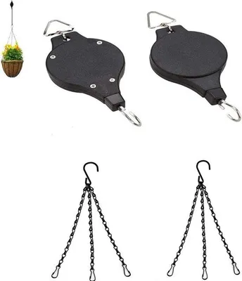 Image de Chaîne noire pour suspendre des plantes, avec crochet télescopique, pour le jardin