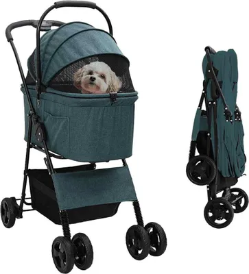 Produktbild von "im Sonderangebot"Faltbarer Haustierwagen - elegantes Design - Hunde-Buggy - Grün 81x47x99cm Polyester NEU149856 - Hundebuggys
