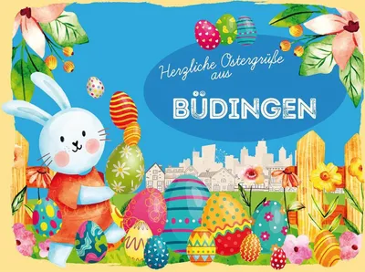Produktbild von vianmo Holzschild 30x40 cm Ostern Ostergrüße BÜDINGEN