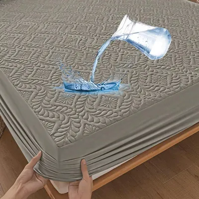 Immagine prodotto di Coprimaterasso impermeabile, 90x200 cm, grigio, con motivo 3D, traspirante, protezione dall'umidità