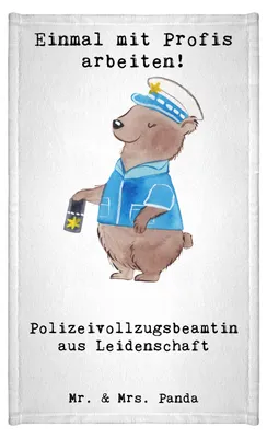 Produktbild von Mr. & Mrs. Panda Handtuch Polizeivollzugsbeamtin Leidenschaft - Weiß - Geschenk, Klein, Frotteetuch, stoffhandtuch, Polizei, Polizistin, Polizeivollzugsbeamte
