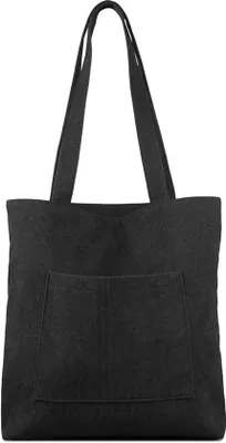 Image de Grand sac en velours côtelé avec fermeture éclair, sac à bandoulière pour femme, sac à main hobo, grand sac de courses avec poche intérieure