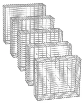 Produktbild von Gabionen-Set – Metallgeflecht – Spiralstangen – Abstandshaken – verzinkter Stahl – 100 x 90 x 30 cm