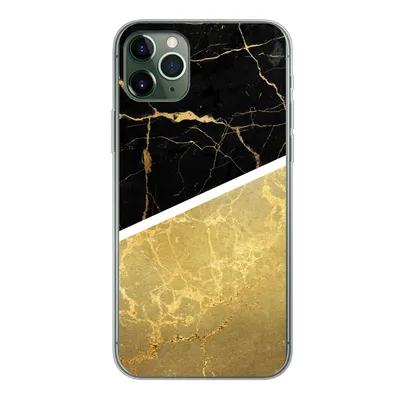 Produktbild von MuchoWow® Handyhülle Schutzhülle Hülle für iPhone 11 Pro Max Marmor - Schwarz - Gold Silikon Softcase Handy Hülle - Schutz