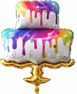 Produktbild von Folienballon Happy Birthday Motiv Torte Regenbogen, 73 x 107 cm