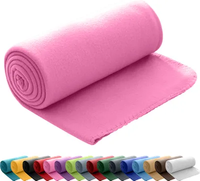 Produktbild von wometo Polar Fleecedecke 130x160 OEKO-TEX ca. 400g Gewicht, mit Antipilling & Kettelrand - Farbe rosa