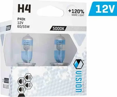 Image de VISION limitless white H4 bulbs 12V 60/55W P43t U E4 +120%, 2 pcs.