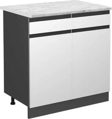 Produktbild von Küchenunterschrank Vicco R-Line Weiß 80 cm J-Shape AP Marmor, Model 45812