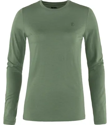 Obrázek produktu pro Dámské tričko Fjällräven Abisko Wool s dlouhým rukávem, barva Patina Green, velikost XL