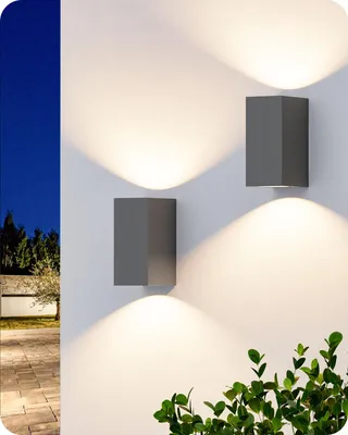 Produktbild von EDISHINE 2er LED Wandleuchte Innen/Aussen, Wandlampe Up Down Warmweiß, Außenwandlampe Einstellbarer Lichtstrahl, Anthrazit