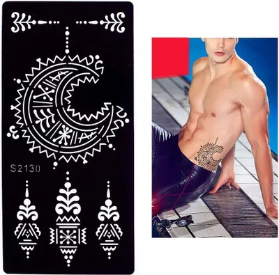 Produktbild von Henna Tattoo Schablone Airbrush Stencil Mond Ornamente