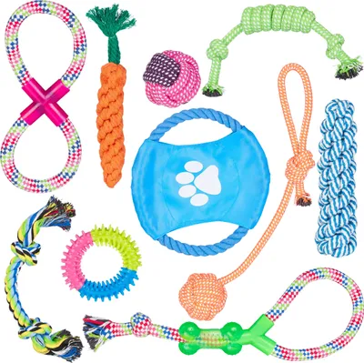 Produktbild von 10 relaxdays Hundespielzeug-Set mehrfarbig