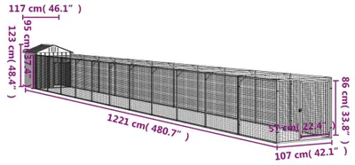 Obrázok produktu pre vidaXL Domček pre psa so strechou antracit 117x1221x123 cm Pozinkovaná oceľ
