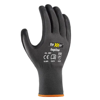 Produktbild von teXXor® topline Nylon-Strickhandschuhe NITRIL BESCHICHTET 8, grau/schwarz
