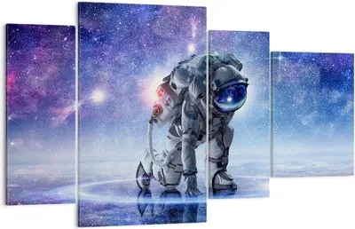 Produktbild von Bild auf Leinwand - Leinwandbild - Kosmonaut Weltraum - 120x70cm - Wand Bild - Wanddeko - Leinwanddruck - Bilder - Kunstdruck - Wanddekoration - Leinwand bilder - Wandkunst - DL120x70-3985