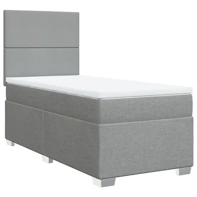 Produktbild von Boxspringbett mit Matratze Hellgrau 90x200 cm Stoff