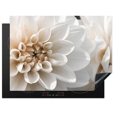 Produktbild von KitchenYeah© Herdabdeckplatte Blumen - Weiß - Natur , 70x52cm, Küche Deko, Glaskeramikkochfeld Herdabdeckung, Abdeckplatte fùr Kochfeld